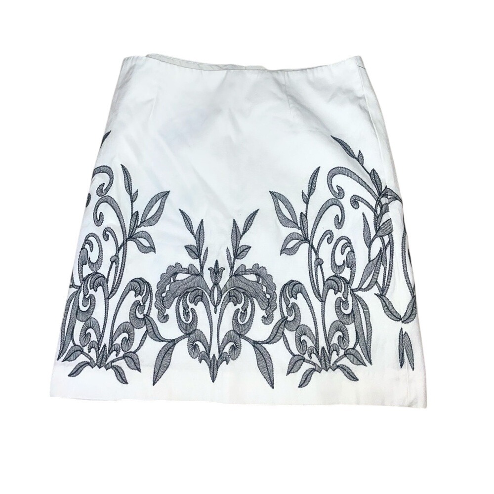 NIC+ZOE White Floral Embroidered Straight Skirt NWT Size 14